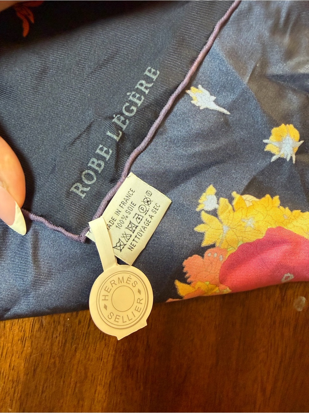 Hermes Black Scarf with Multicolor Floral Horse Motif - Picture 3 of 3